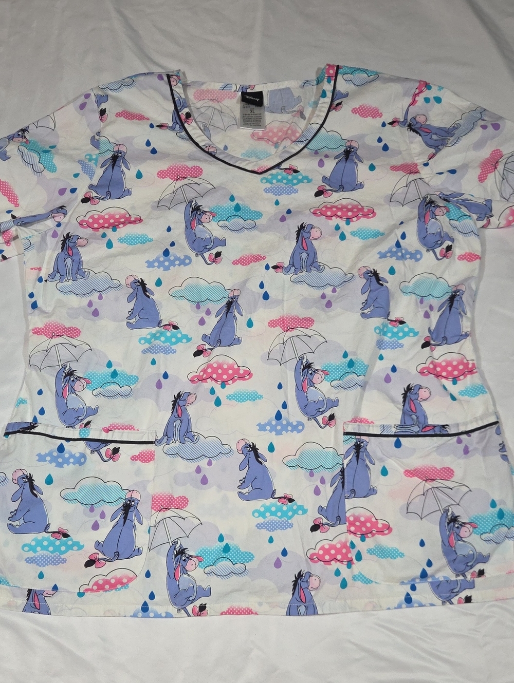 Tooniforms Disney Eeyore V-neck Scrub Top Size XL